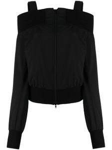 Yohji Yamamoto off-shoulder zip-up wool jacket - Noir