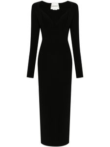 Roland Mouret robe mi-longue à détails plissés - Noir