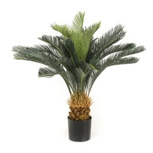 Groene Cycas revoluta vredespalm kunstplanten 90 cm met zwarte pot   -