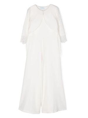 Abel & Lula combinaison en tulle à fleurs appliquées - Blanc