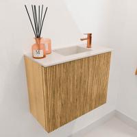 Toiletmeubel Mondiaz Joya Dlux | 50 cm | Meubelkleur Oak | Faye wastafel Meli Wasbak Rechts | 1 kraangat
