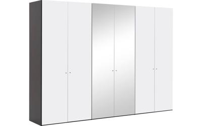 Goossens Kledingkast Easy Storage Ddk, Kledingkast 304 cm breed, 220 cm hoog, 4x draaideur en 2x spiegel draaideur midden
