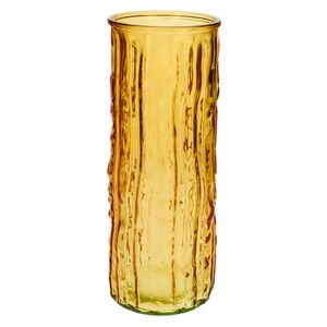 Bellatio Design Bloemenvaas - geel/goud - transparant glas - D10 x H25 cm - Vazen