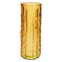 Bellatio Design Bloemenvaas - geel/goud - transparant glas - D10 x H25 cm - Vazen - thumbnail