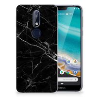 Nokia 7.1 TPU Siliconen Hoesje Marmer Zwart - Origineel Cadeau Vader