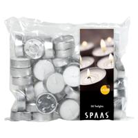 Theelichtjes/waxinelichtjes - 50x - wit - D3,9 cm - 4,5 branduren
