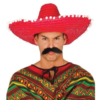 2x stuks rode sombrero/Mexicaanse hoed 50 cm voor volwassenen 2x stuks rode sombrero/Mexicaanse hoed 50 cm voor volwassenen