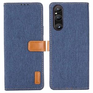 Sony Xperia 1 V Jeans Series Portemonnee Hoesje - Donkerblauw