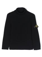 Stone Island Junior pull à patch Compass en laine vierge - Bleu - thumbnail