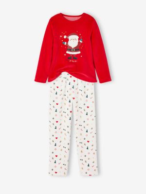 Fluwelen kerst meisjespyjama rood