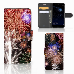 Huawei P10 Lite Wallet Case met Pasjes Vuurwerk