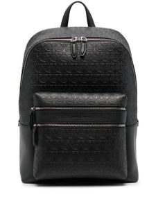 Ferragamo sac à dos en cuir à logo embossé - Noir