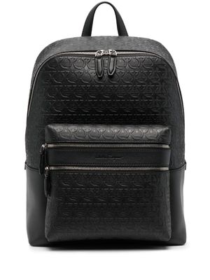 Ferragamo sac à dos en cuir à logo embossé - Noir