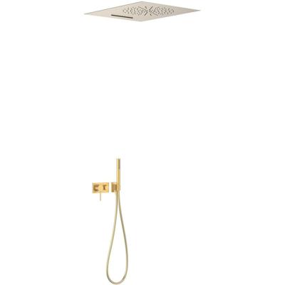Regendouche set Tres 3V | Inbouw | Mengkraan | 3-weg | Rond | 24k Goud mat