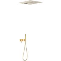 Regendouche set Tres 3V | Inbouw | Mengkraan | 3-weg | Rond | 24k Goud mat