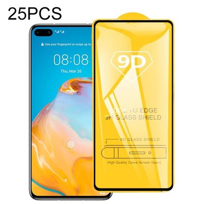Voor Huawei P40 25 PCS 9D Full Glue Full Screen Tempered Glass Film