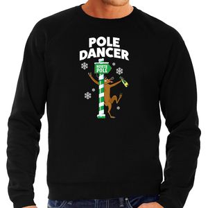 Foute humor Kersttrui paaldanser rendier Kerst sweater zwart voor heren