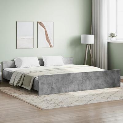 Bedframe met hoofd- en voeteneinde betongrijs 200x200 cm