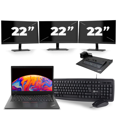 Lenovo ThinkPad L480 - Intel Core i5-8e Generatie - 14 inch - 16GB RAM - 256GB SSD - Windows 11 + 3x 22 inch Monitor