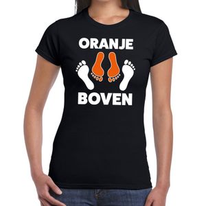 Koningsdag zwart t-shirt oranje boven voor dames