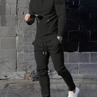Men's Waffle Knit Hoodie and Sweatpants 2-Piece Co-Ord Set Black / S