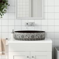 VidaXL Opzetwasbak ovaal 56,5x36,5x13,5 cm keramiek zwart en blauw VidaXL Opzetwasbak ovaal 56,5x36,5x13,5 cm keramiek zwart en blauw