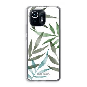 Tropical watercolor leaves: Xiaomi Mi 11 Transparant Hoesje