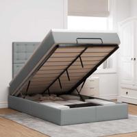 Ottoman bed met matras en LED's 120x200cm stof lichtgrijs
