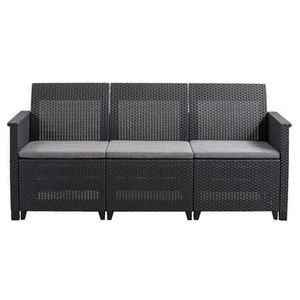 Keter 3-zits loungebank Emma - antraciet - 74xx163x74 cm - Leen Bakker