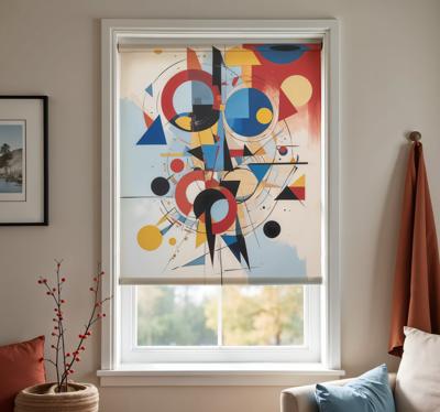 Geometrisch schilderij rolgordijn kunst