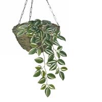 Hangmand - D30 x H15 cm - gevlochten - hangende plantenbak - aan ketting - hanging basket