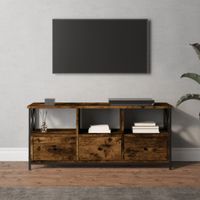 Tv-meubel 102x33x45 cm bewerkt hout en ijzer gerookt eikenkleur