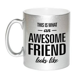 Awesome friend cadeau mok / beker zilver voor vriend of vriendin 330 ml