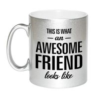 Awesome friend cadeau mok / beker zilver voor vriend of vriendin 330 ml - thumbnail