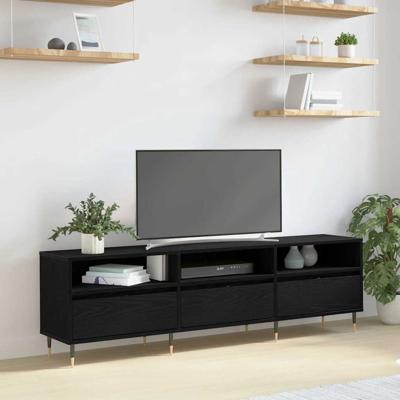 TV-kast Zwart eiken 150 x 30 x 44.5 cm Bewerkt hout