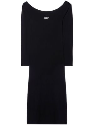 Off-White robe Off Stamp à épaules dénudées - Noir