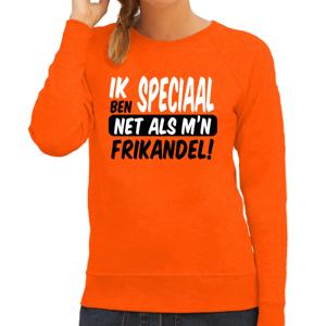Koningsdag verkleed sweater - ik ben speciaal - frikandel - oranje - dames