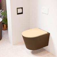 Wandcloset Mondiaz Lavie | Zonder spoelrand | Incl.Toiletzitting-Sand | Keramiek | Rust (bruin)