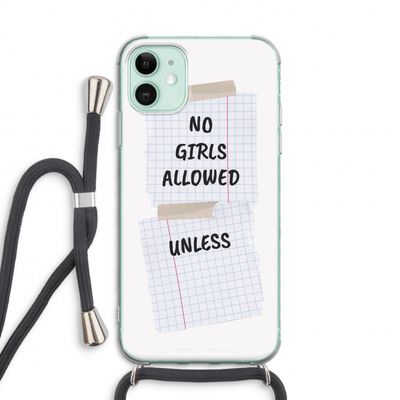 No Girls Allowed Unless: iPhone 11 Transparant Hoesje met koord