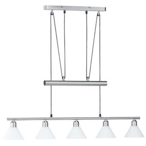 LED Hanglamp - Hangverlichting - Trion Stomun - E14 Fitting - 5-lichts - Rechthoek - Mat Nikkel - Aluminium