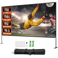 VEVOR Projectieschermen Beamer Projector Screen Scherm Draagbaar Filmscherm met Standaard 150 inch 16:9 Hd 4K