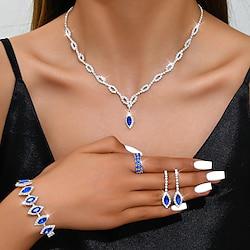 Sieradenset 5 stuks Strass Legering Ringen Oorbellen Kettingen Armbanden Dames Elegant Vintage Modieus meetkundig Geometrische vorm Sieraden set Voor Bruiloft Feest Vuosipäivä Lightinthebox