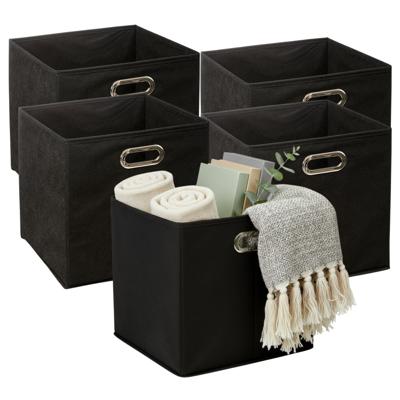 5Five Opbergmandjes - 5x - zwart - stof - inhoud 29 liter - 31 x 31 x 31 cm - Kast opberg box