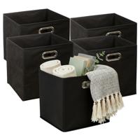 5Five Opbergmandjes - 5x - zwart - stof - inhoud 29 liter - 31 x 31 x 31 cm - Kast opberg box