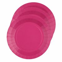 Santex feest bordjes rond fuchsia roze - karton - 20x stuks - 22 cm - Feestbordjes