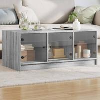 Salontafel met glazen deuren 102x50x42 cm grijs sonoma eiken
