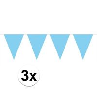 3 stuks lichtblauwe vlaggetjes slinger van 10 meter - thumbnail