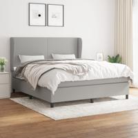 Boxspring met matras stof lichtgrijs 180x200 cm
