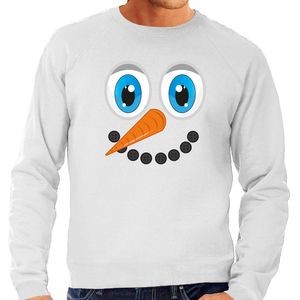 Foute Kersttrui/sweater voor heren - Sneeuwpop gezicht - lichtgrijs