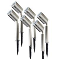Set van 6 LED prikspots - Dimbaar - Kantelbaar - GU10 5 Watt 400 lumen - 3000K warm wit - IP44 waterdicht - RVS
